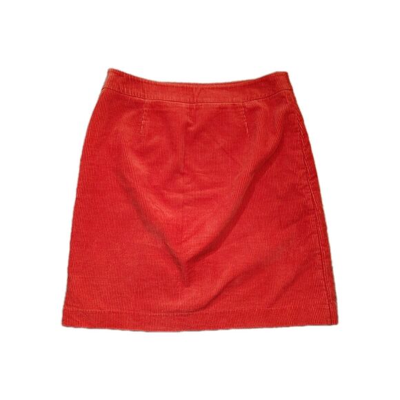 Boden Womens Skirt 14L Orange Faux Wrap Corduroy Lined Buckle Academia Career - Picture 3 of 9